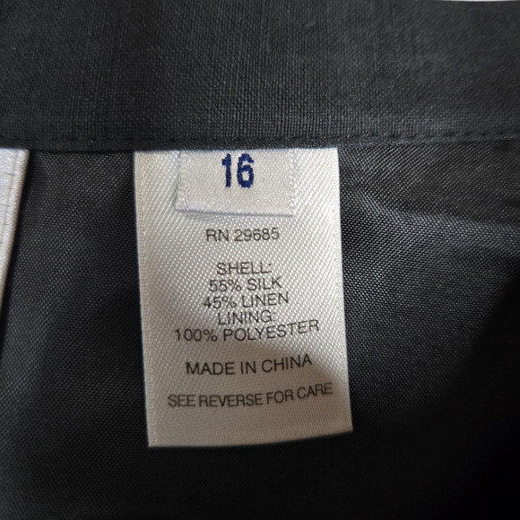 Y2K Pendleton Dark Gray Silk Linen Mid Rise Classic A-Line Midi Skirt Size 14 - Picture 5 of 8